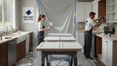 Cabinet painting in Phoenix, AZ by Phoenix Paint Pros for durable kitchen cabinet refinishing