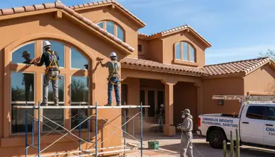 Painting contractor in Phoenix, AZ preparing a home exterior for professional painting service