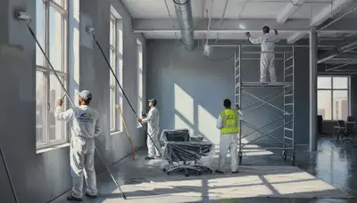 Commercial painting crew applying durable coatings on a Phoenix, AZ business exterior
