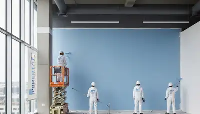 Commercial painting crew in Phoenix, AZ applying durable exterior coatings to a business property