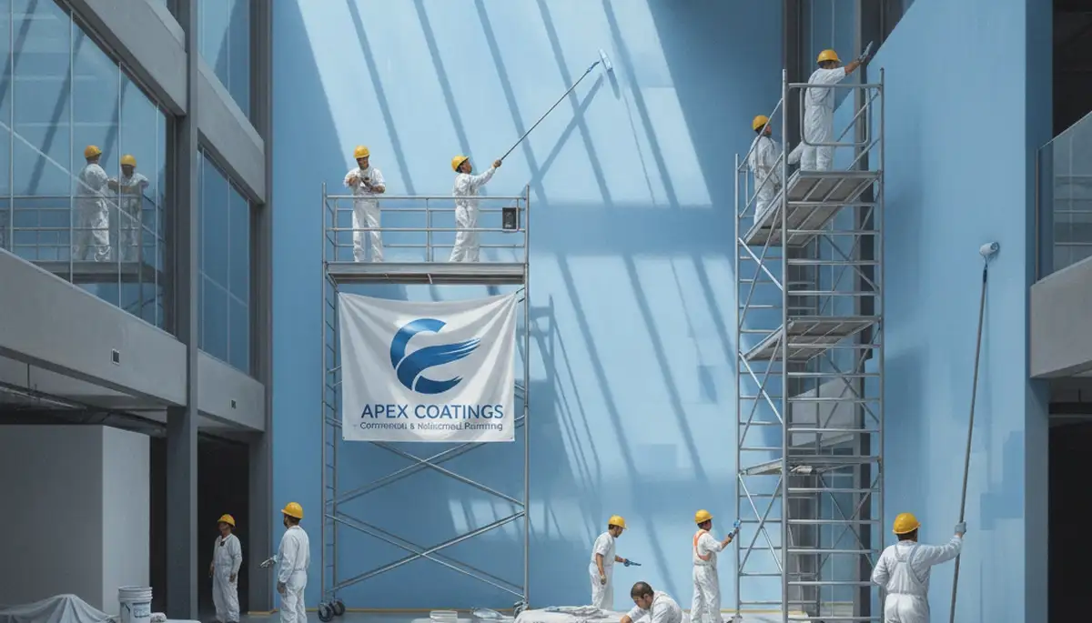 Commercial painting crew in Phoenix, AZ applying durable coatings to a business exterior