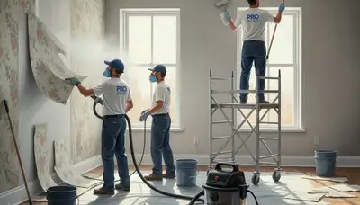Phoenix Paint Pros removing wallpaper and prepping walls in Phoenix, AZ